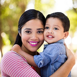 Mother holding child