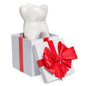 A tooth in a gift box 