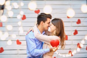 Couple embracing on Valentine’s Day